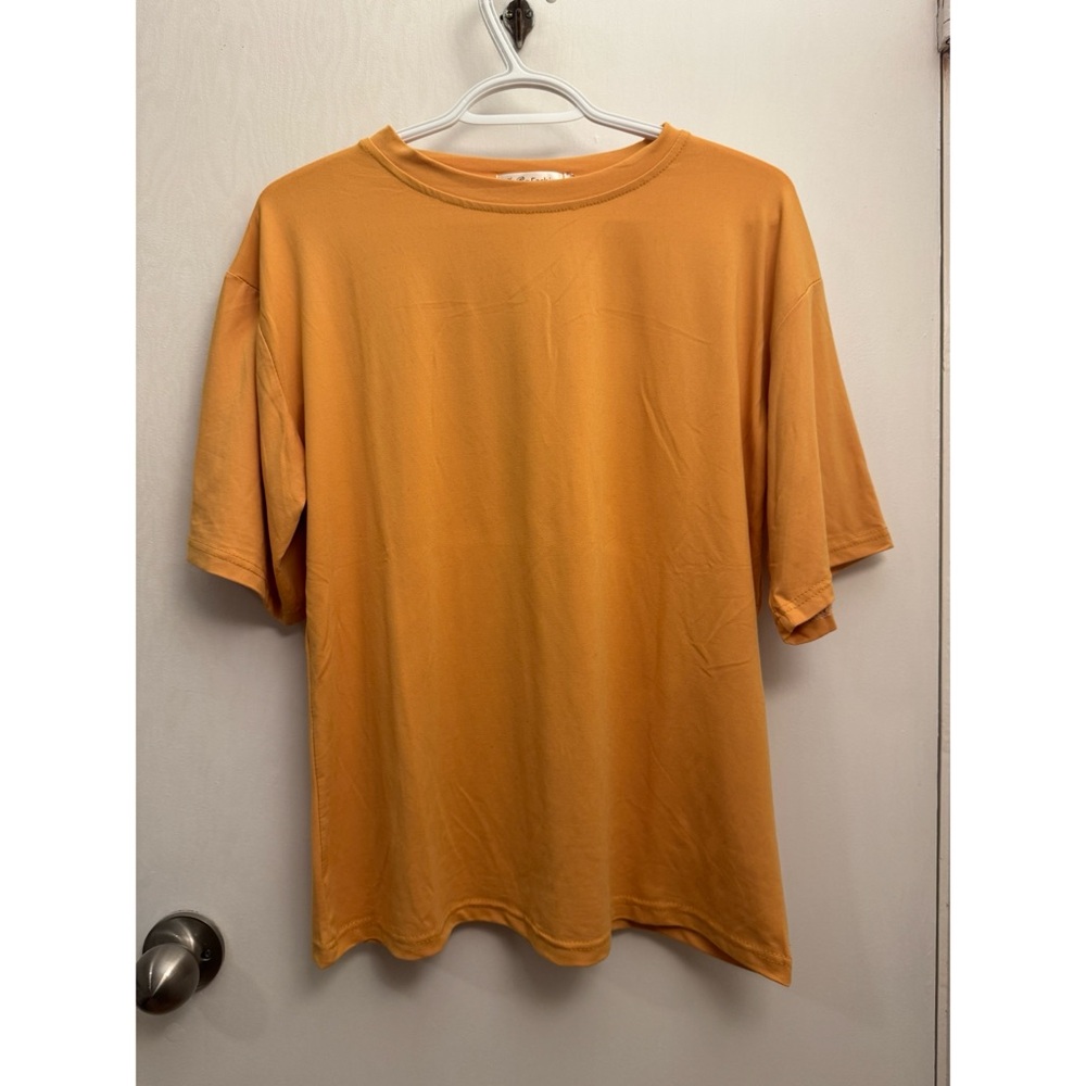 Vibrant Orange Short Sleeve Women's Tee with Cat Design on back